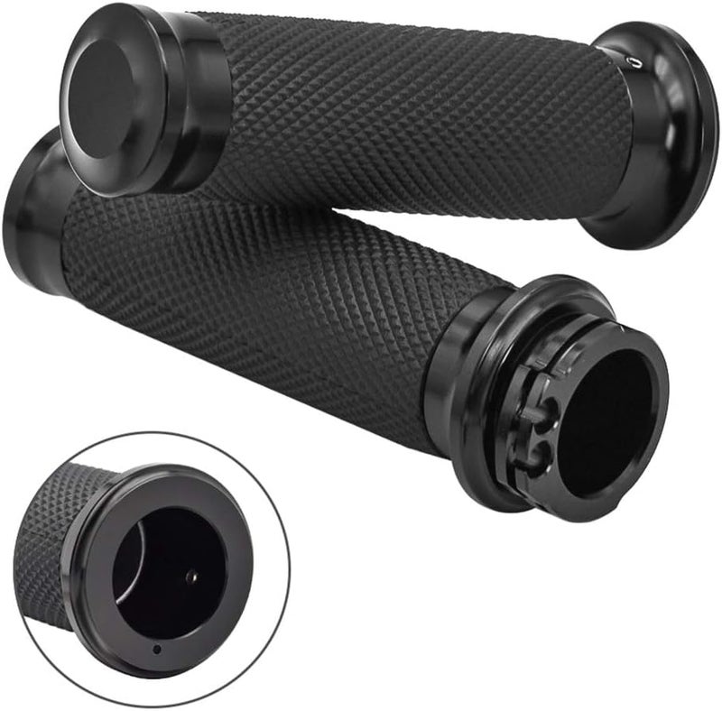 Benlari 1inch Handlebar Grips, Cable Throttle Hand Grips, Non-Slip Rubber Motorcycle Handgrips Fit for Harley Davidson Touring Dyna Softail Sportster 883 1200, Black - Image 1